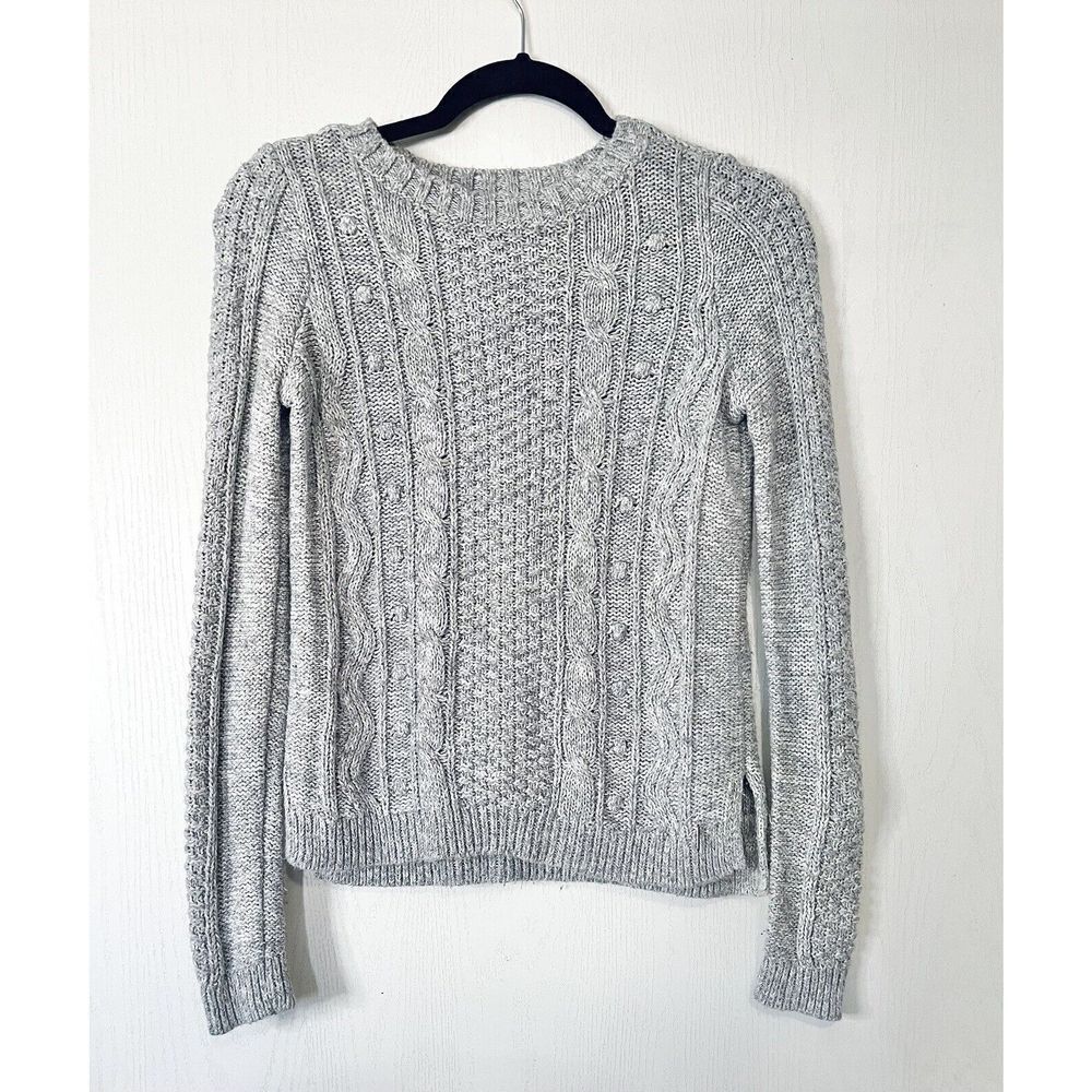 Womens Hollister Gray Cable‎ Knit Cardigan Sweater- Size XS